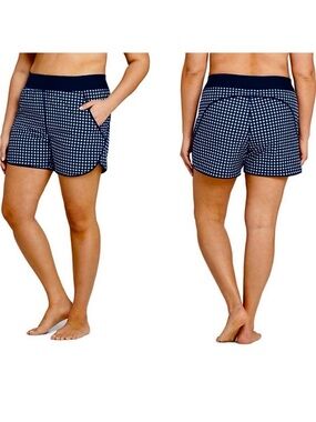 🏊🏼‍♀️💦LAND’S END Navy Gingham Swim Shorts